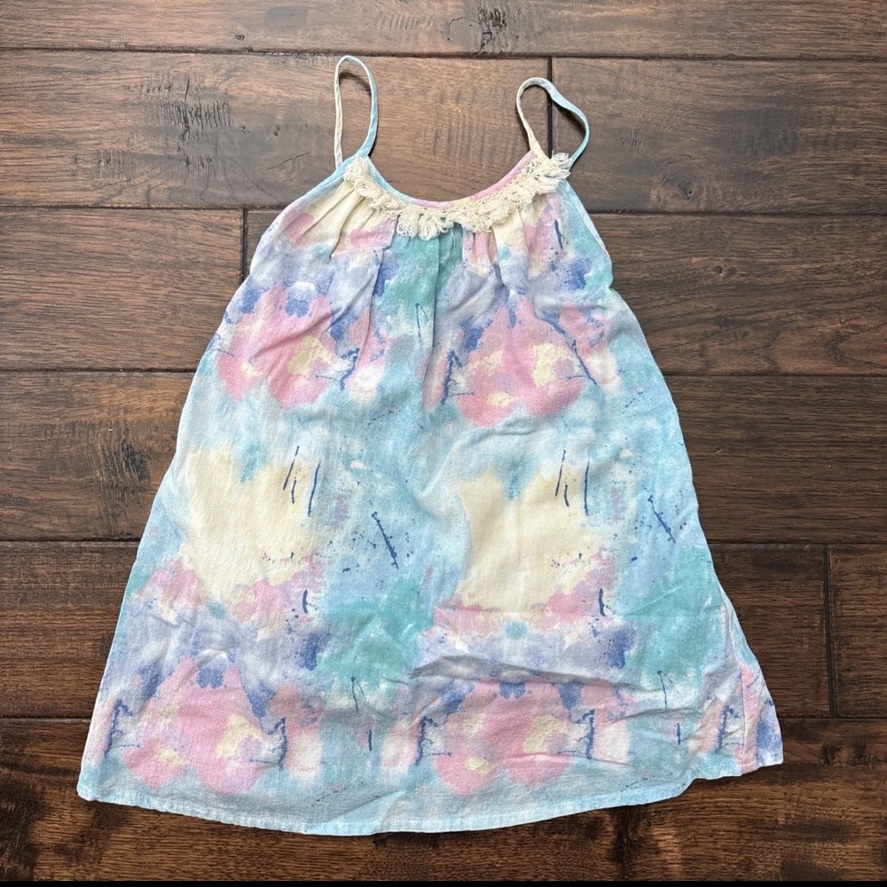 EGG New York Blue Pink Tie Dye Watercolor Splatter Paint Sundress sz 6